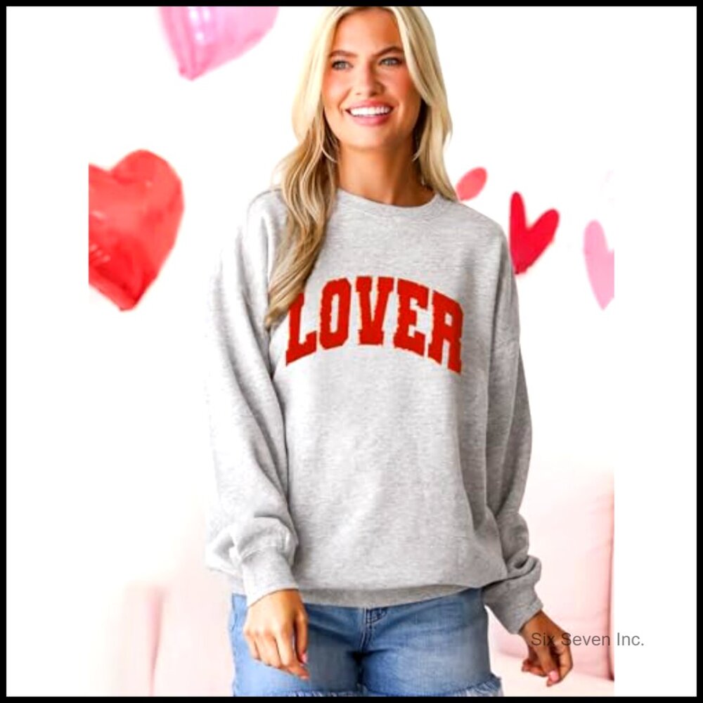 Oversized Chenille Patch Pullover Sweatshirt Long… - image 4